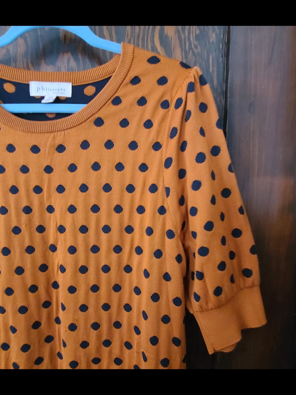 Philosophy Short Sleeve Sweater Cooper With Black Polka Dots - Picture 3 of 5